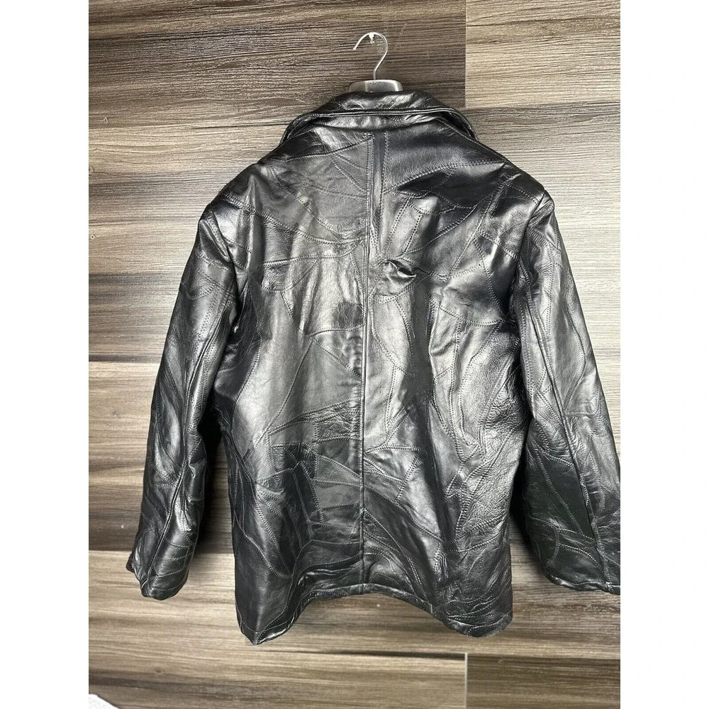 Vintage‎ Maxam Brand Leather Jacket Mens L Black Italian Mosaic Grain Lambskin